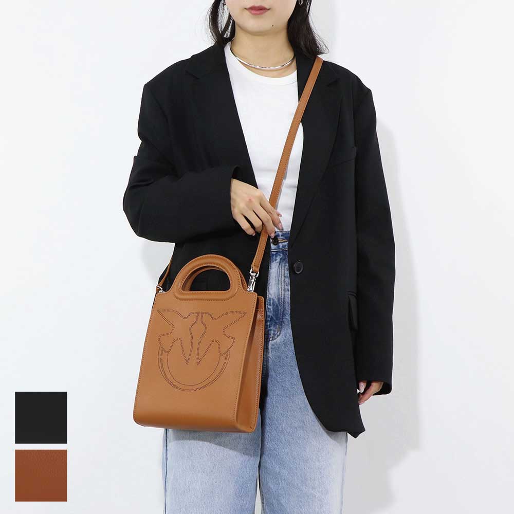 PINKO ハンドバッグ ブラウン ブラック レザー ショルダーバッグ 1P22LZ-Y7TH