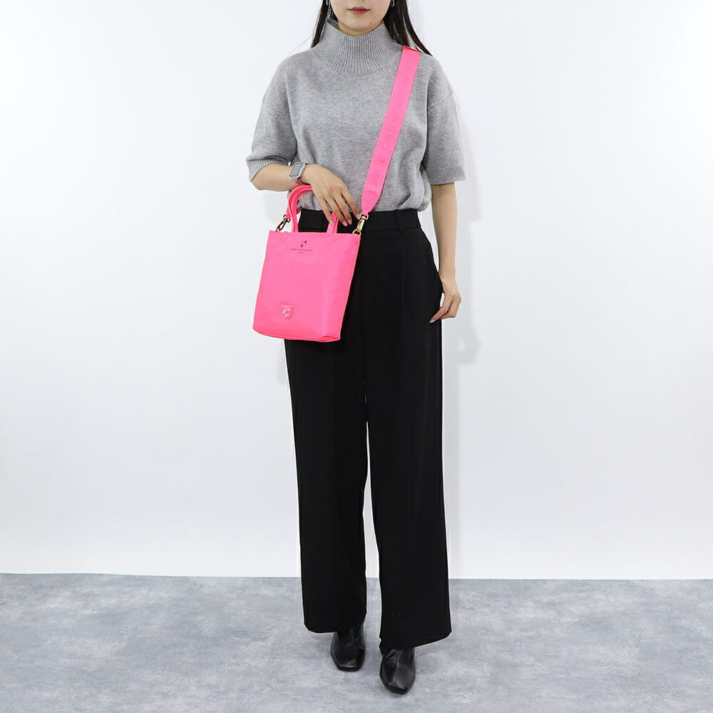 PINKO ハンドバッグ ピンク ブラック ナイロン ショルダーバッグ