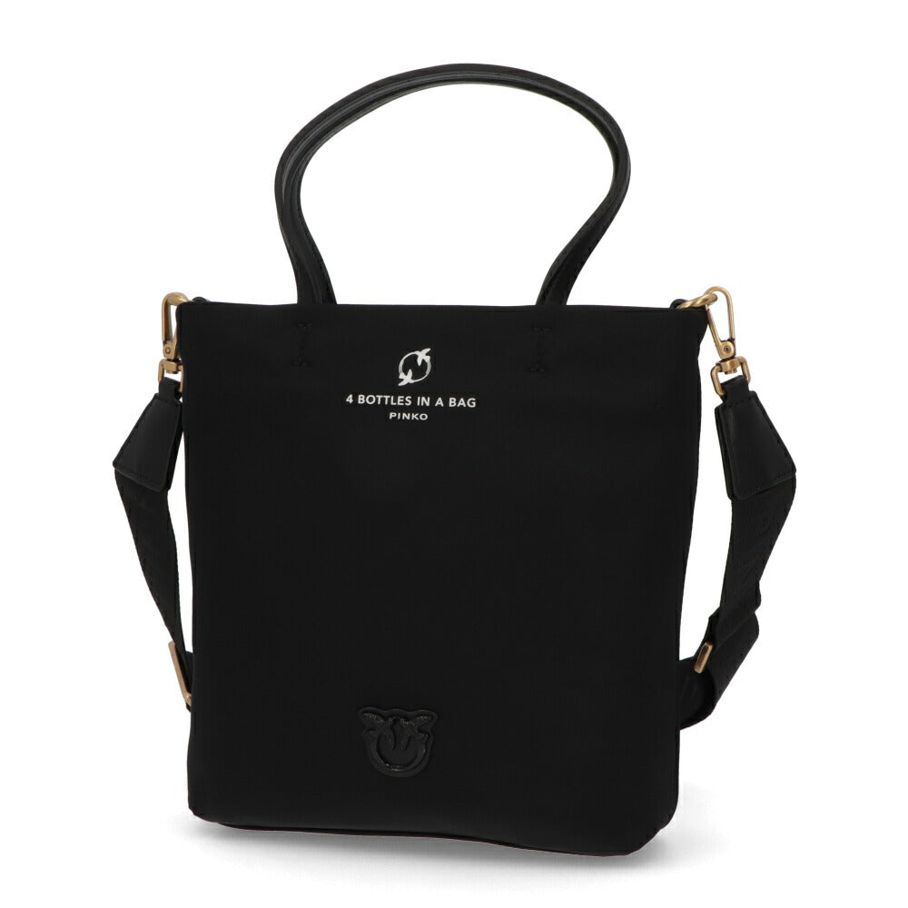PINKO ハンドバッグ ピンク ブラック ナイロン ショルダーバッグ 1P22KU-Y7UX