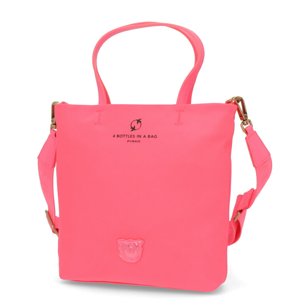 PINKO ハンドバッグ ピンク ブラック ナイロン ショルダーバッグ