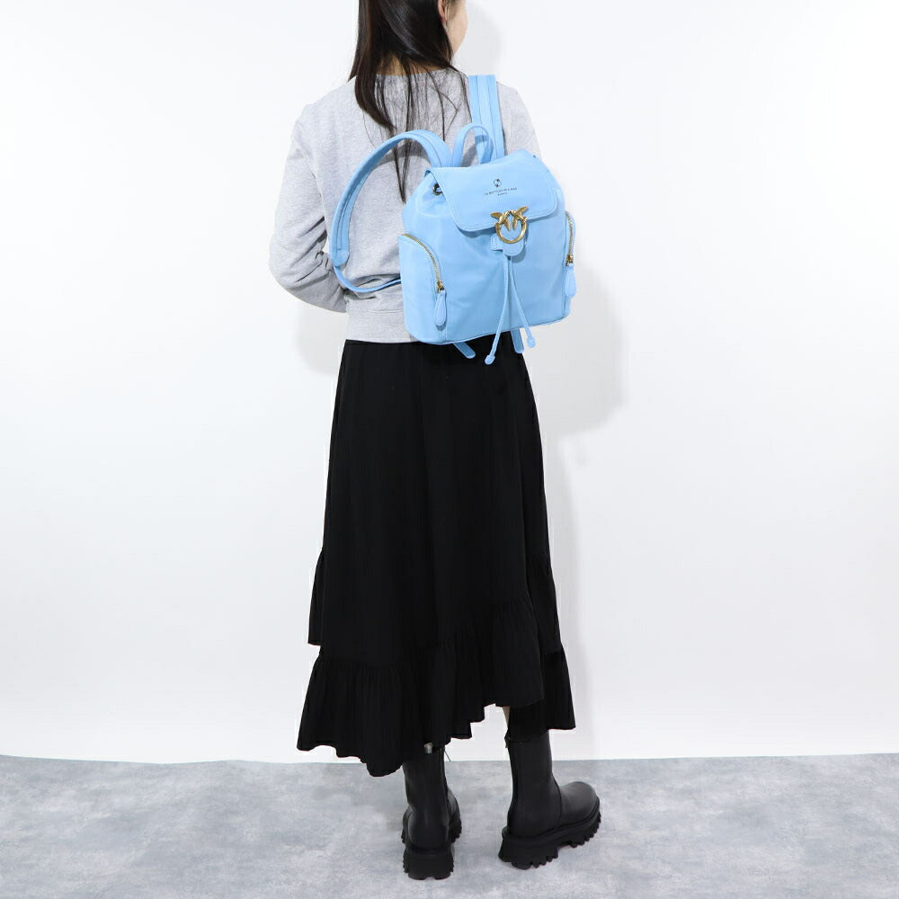 PINKO リュック ブルー バックパック レザー ナイロン 1P22KV-Y7UX