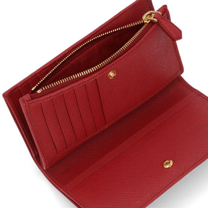 プラダ PRADA 財布 長財布 レディース レッド カーフレザー サフィアーノ トライアングル ロゴプレート  二つ折り長財布 1ML009 QHH