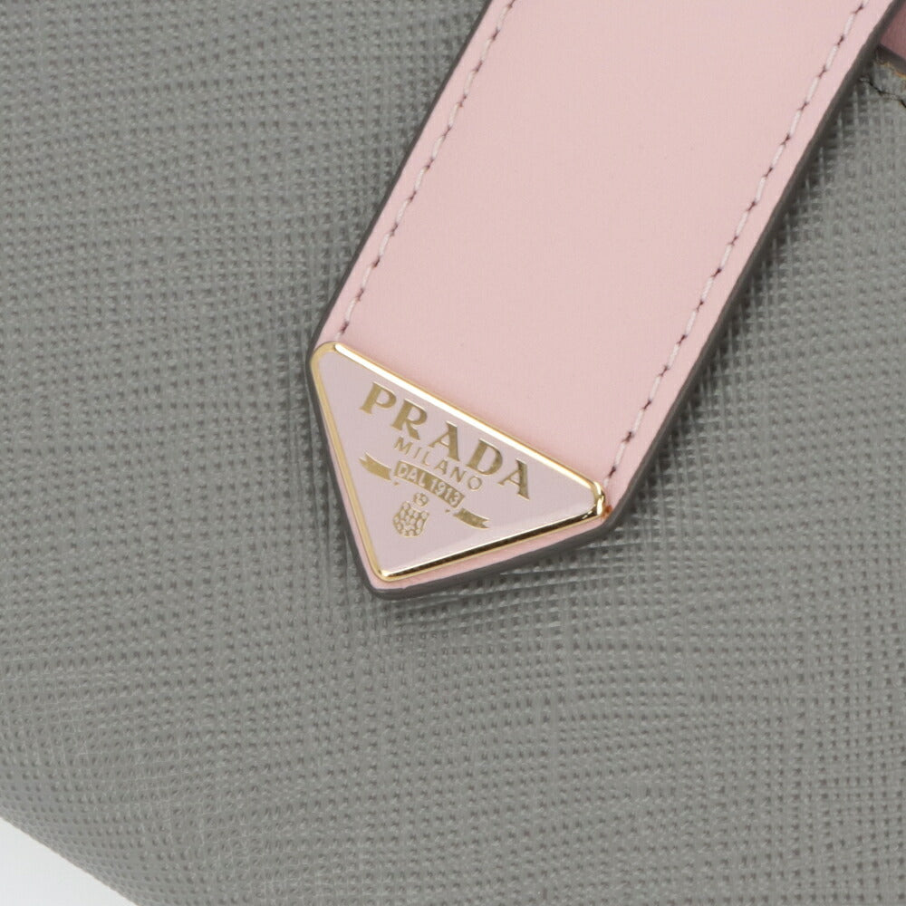 プラダ PRADA 財布 長財布 レディース グレー×ピンク レザー サフィアーノレザー スムースレザー トライアングルロゴ  二つ折り長財布 1MV025 2DYG