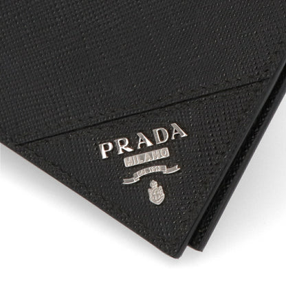 プラダ PRADA 財布 二つ折り財布 メンズ ブラック レザー サフィアーノ カードケース 小銭入れない ロゴプレート 小銭入れなし 2MO513 QME