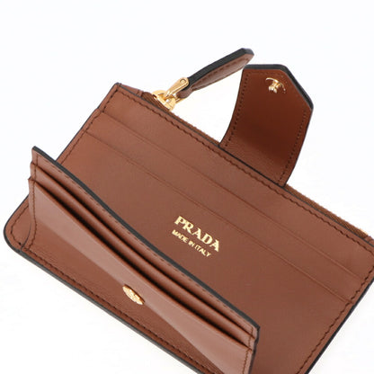 プラダ PRADA 雑貨 カードケース レディース ブラウン サフィアーノレザー トライアングル ロゴ コインケース フラグメントケース 1MC038 2CNP