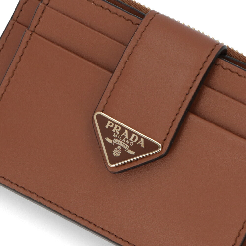 プラダ PRADA 雑貨 カードケース レディース ブラウン サフィアーノレザー トライアングル ロゴ コインケース フラグメントケース 1MC038 2CNP