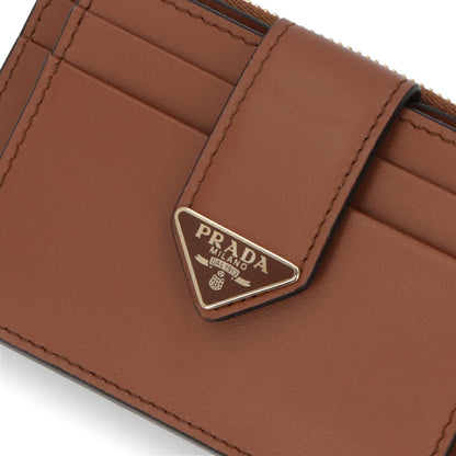 プラダ PRADA 雑貨 カードケース レディース ブラウン サフィアーノレザー トライアングル ロゴ コインケース フラグメントケース 1MC038 2CNP
