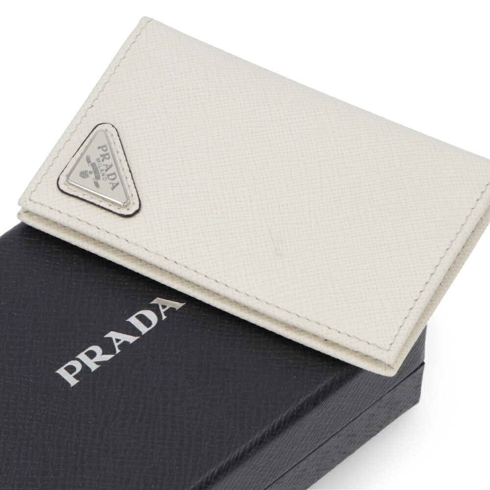 プラダ PRADA PRADA 雑貨 カードケース・名刺入れ メンズ ホワイト レザー サフィアーノ トライアングル プレート 名刺入れ  2MC101 QHH