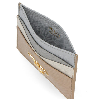 プラダ PRADA 雑貨 カードケース レディース ベージュ カーフレザー サフィアーノ ロゴプレート ミニ財布 マルチカラー 1MC025 ZLP