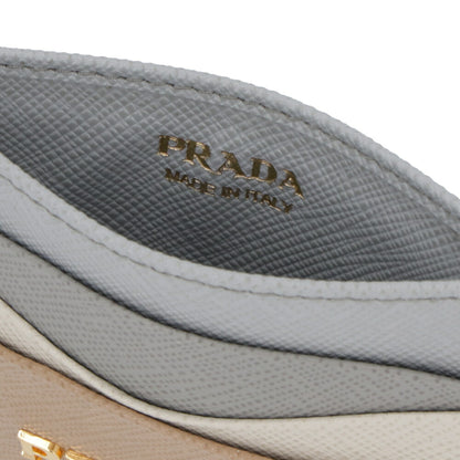 プラダ PRADA 雑貨 カードケース レディース ベージュ カーフレザー サフィアーノ ロゴプレート ミニ財布 マルチカラー 1MC025 ZLP