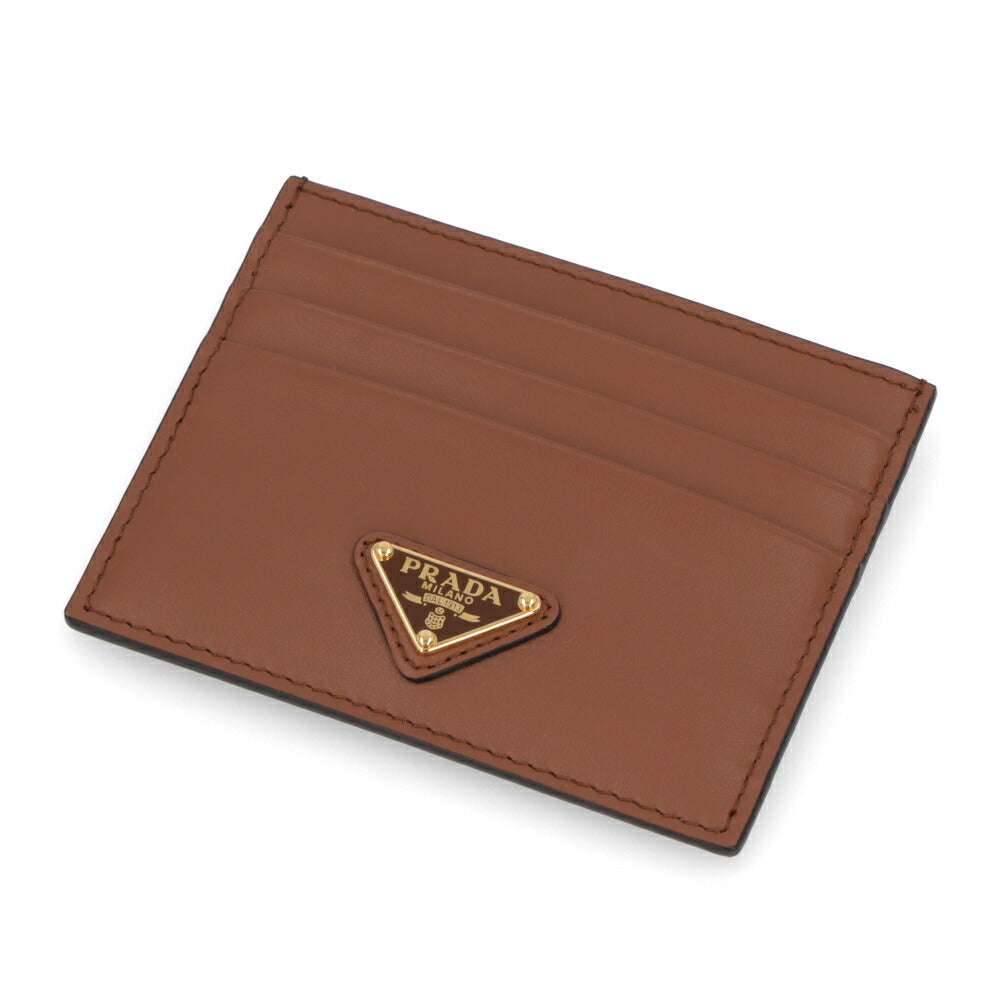 プラダ PRADA PRADA 雑貨 カードケース ユニセックス F0002 ブラウン シティカーフ シティカーフレザー トライアングル プレート ミニ財布  1MC025 2CNP