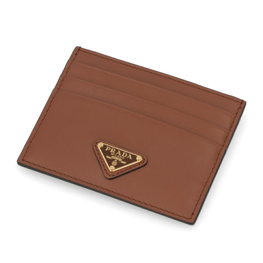 プラダ PRADA PRADA 雑貨 カードケース ユニセックス F0002 ブラウン シティカーフ シティカーフレザー トライアングル プレート ミニ財布  1MC025 2CNP