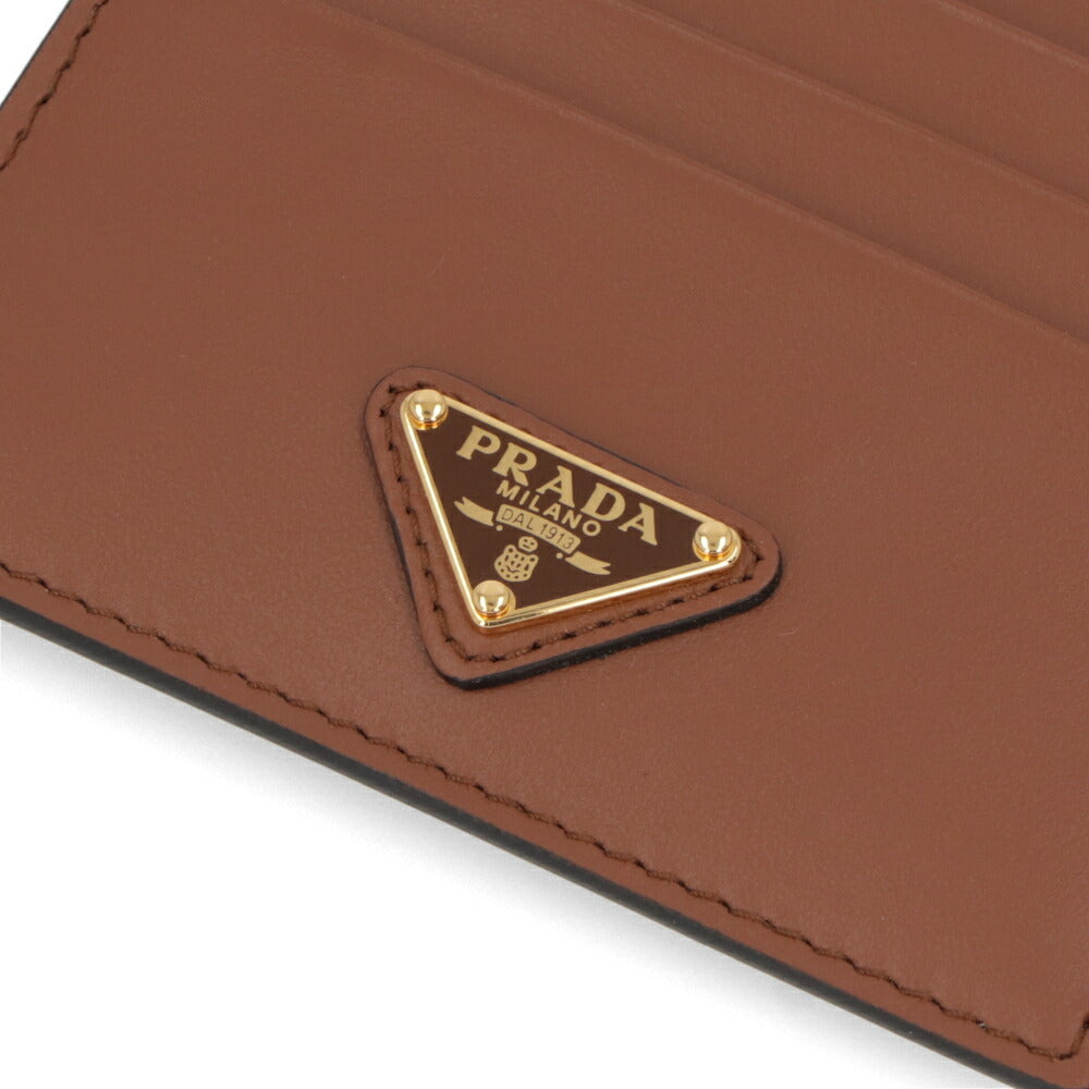 プラダ PRADA PRADA 雑貨 カードケース ユニセックス F0002 ブラウン シティカーフ シティカーフレザー トライアングル プレート ミニ財布  1MC025 2CNP
