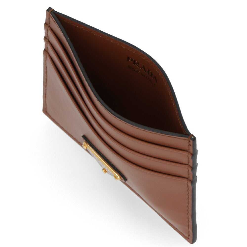プラダ PRADA PRADA 雑貨 カードケース ユニセックス F0002 ブラウン シティカーフ シティカーフレザー トライアングル プレート ミニ財布  1MC025 2CNP