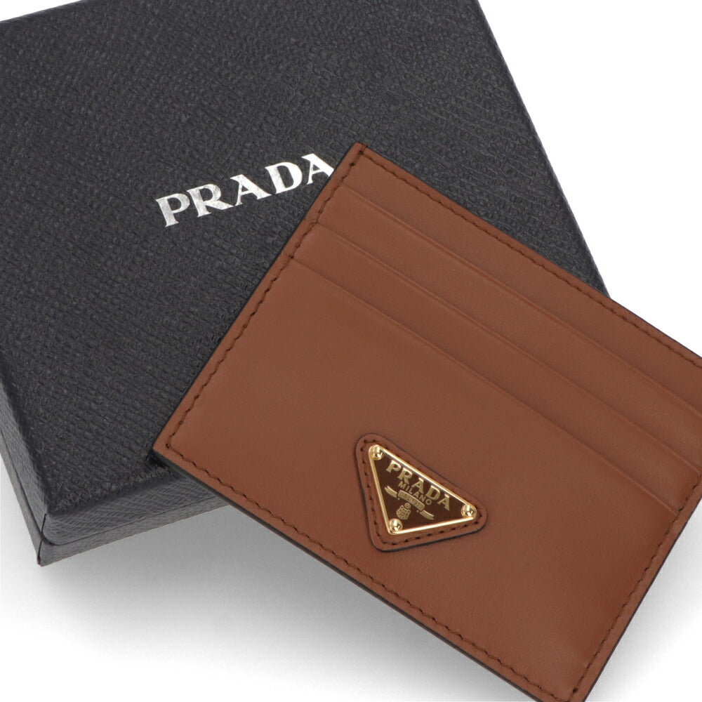 プラダ PRADA PRADA 雑貨 カードケース ユニセックス F0002 ブラウン シティカーフ シティカーフレザー トライアングル プレート ミニ財布  1MC025 2CNP