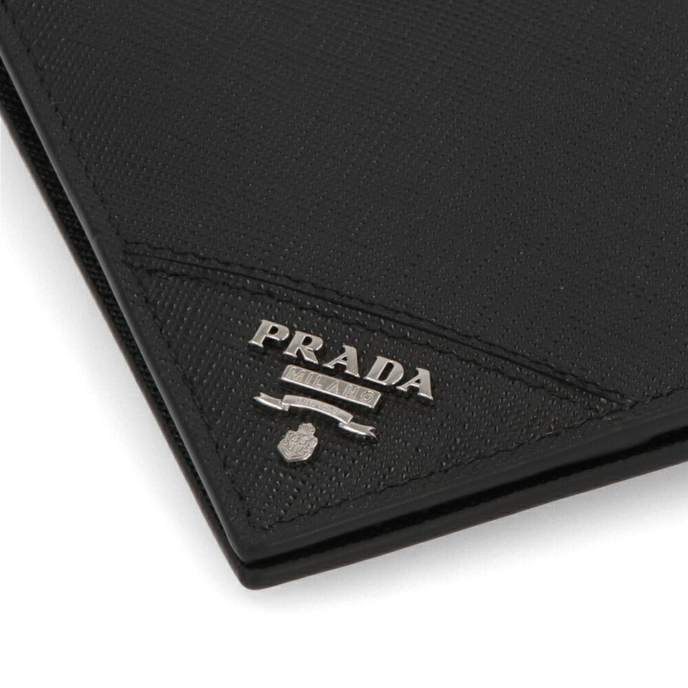 PRADA 二つ折り財布 ブラック メタルロゴ 2MO233 QME