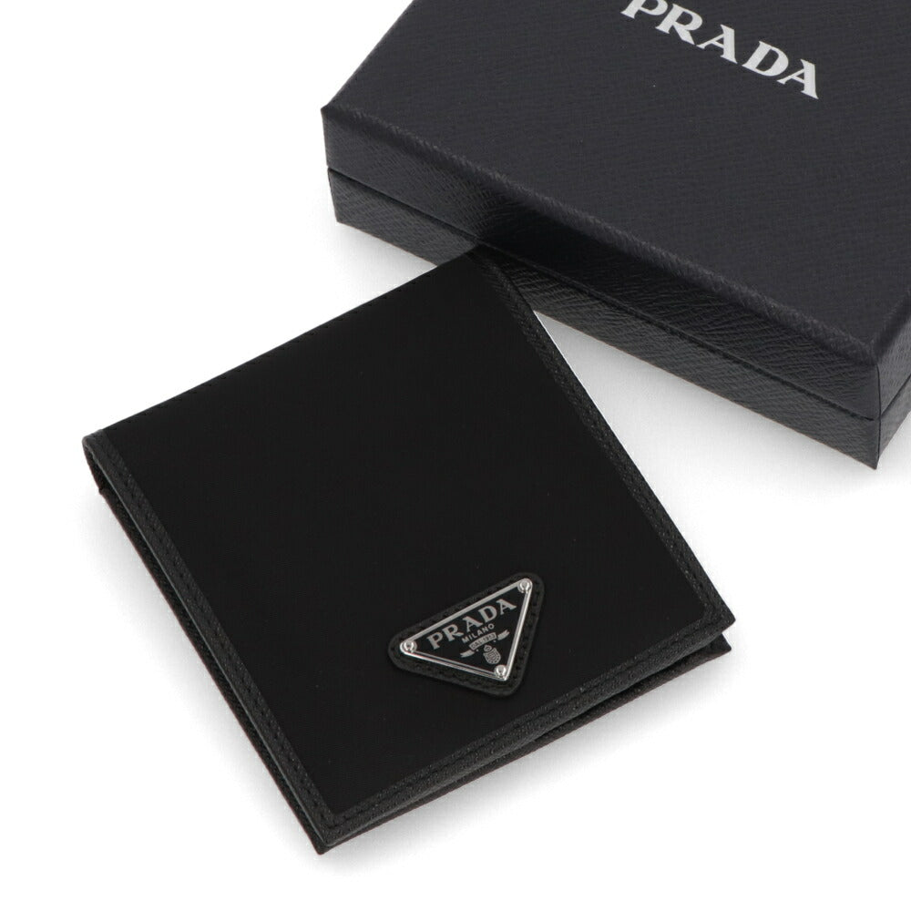 PRADA 二つ折り財布 ブラック Re-Nylon ロゴ トライアングルロゴ 2MO513 2DMH