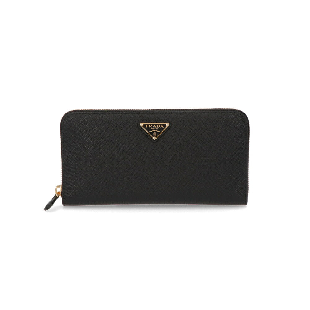 PRADA プラダ レディース 財布 長財布 ブラック 牛革 ラウンドジップ トライアングルロゴ ラウンドジップ 1ML506 QHH F0002