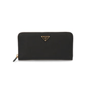 PRADA プラダ レディース 財布 長財布 ブラック 牛革 ラウンドジップ トライアングルロゴ ラウンドジップ 1ML506 QHH F0002