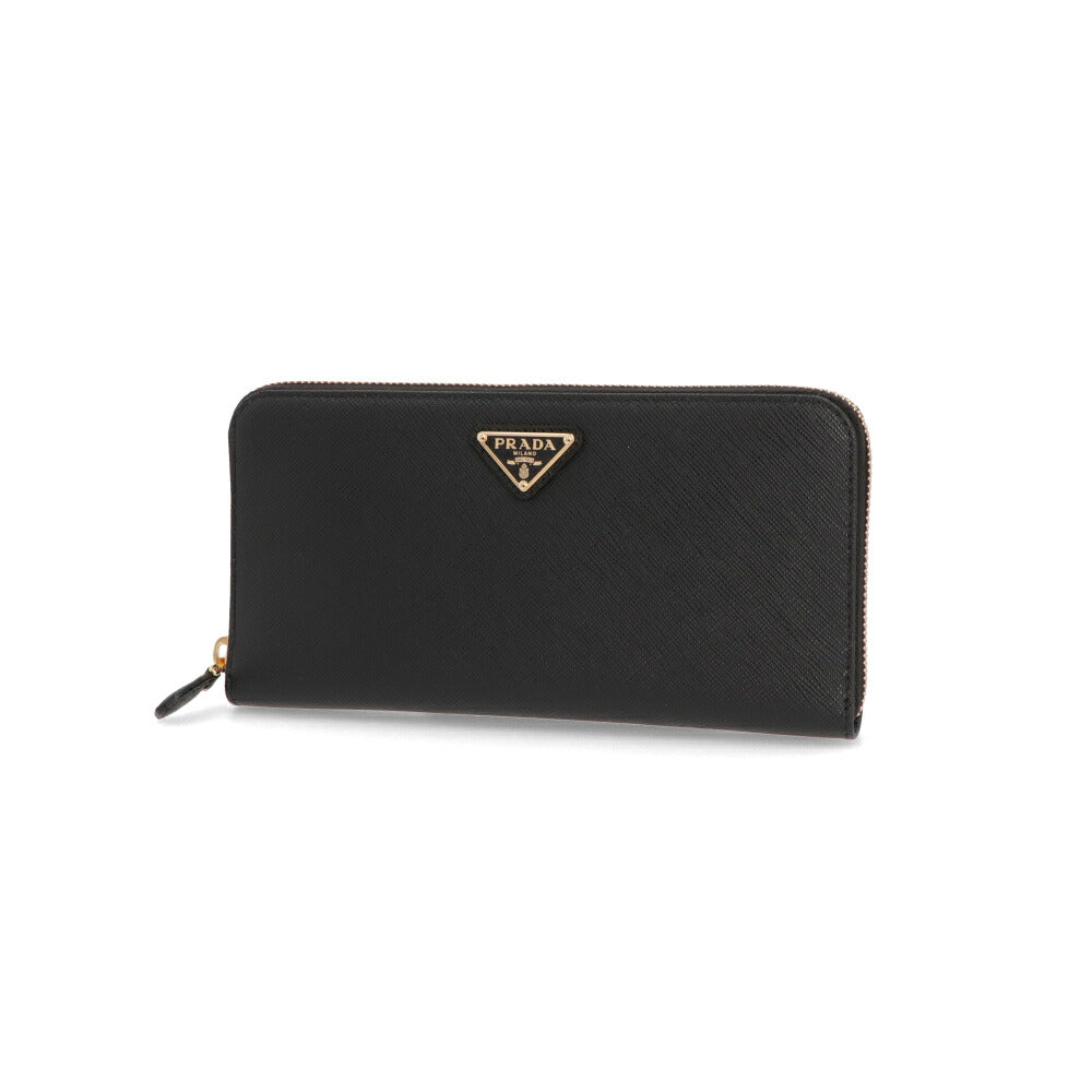 PRADA プラダ レディース 財布 長財布 ブラック 牛革 ラウンドジップ トライアングルロゴ ラウンドジップ 1ML506 QHH F0002