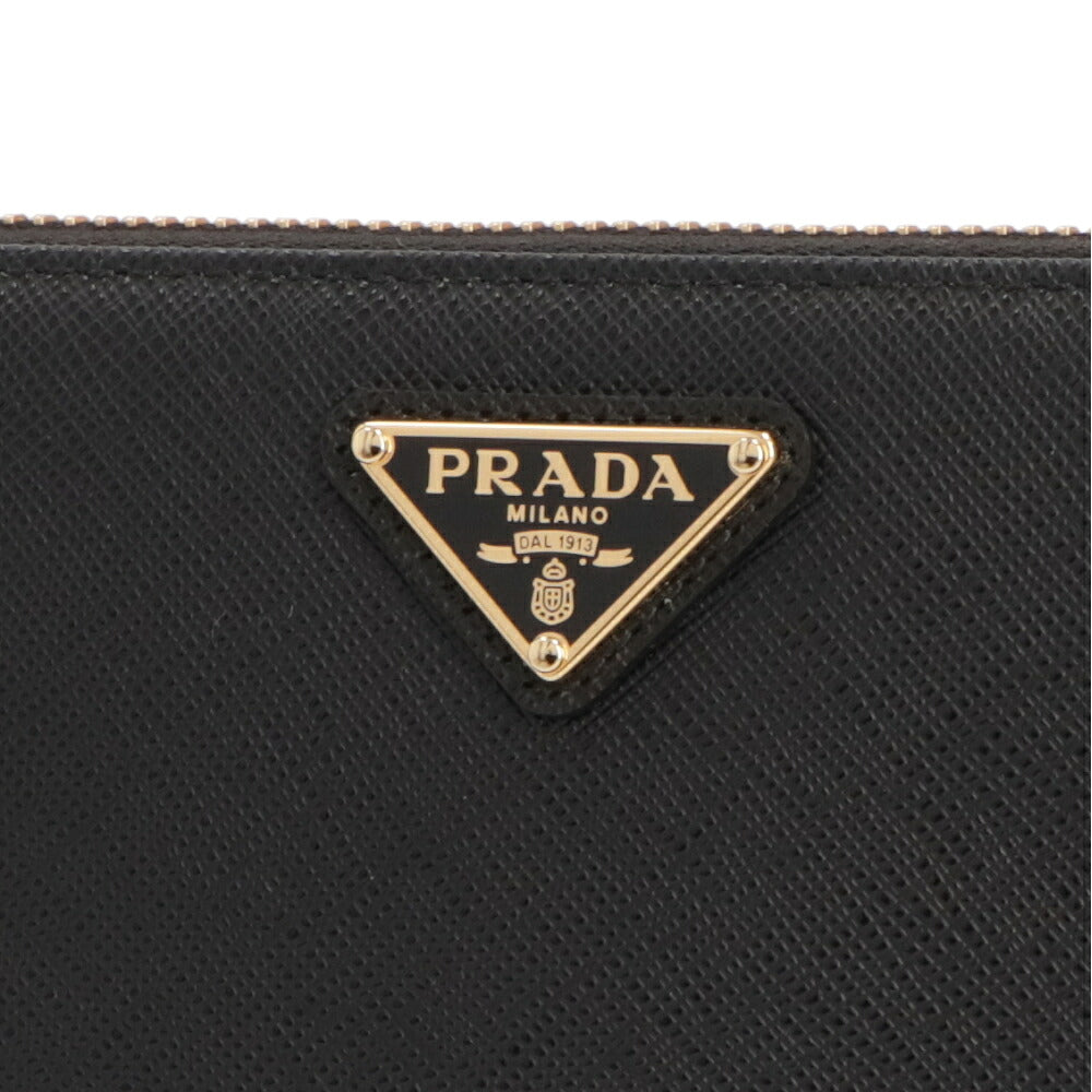 PRADA プラダ レディース 財布 長財布 ブラック 牛革 ラウンドジップ トライアングルロゴ ラウンドジップ 1ML506 QHH F0002