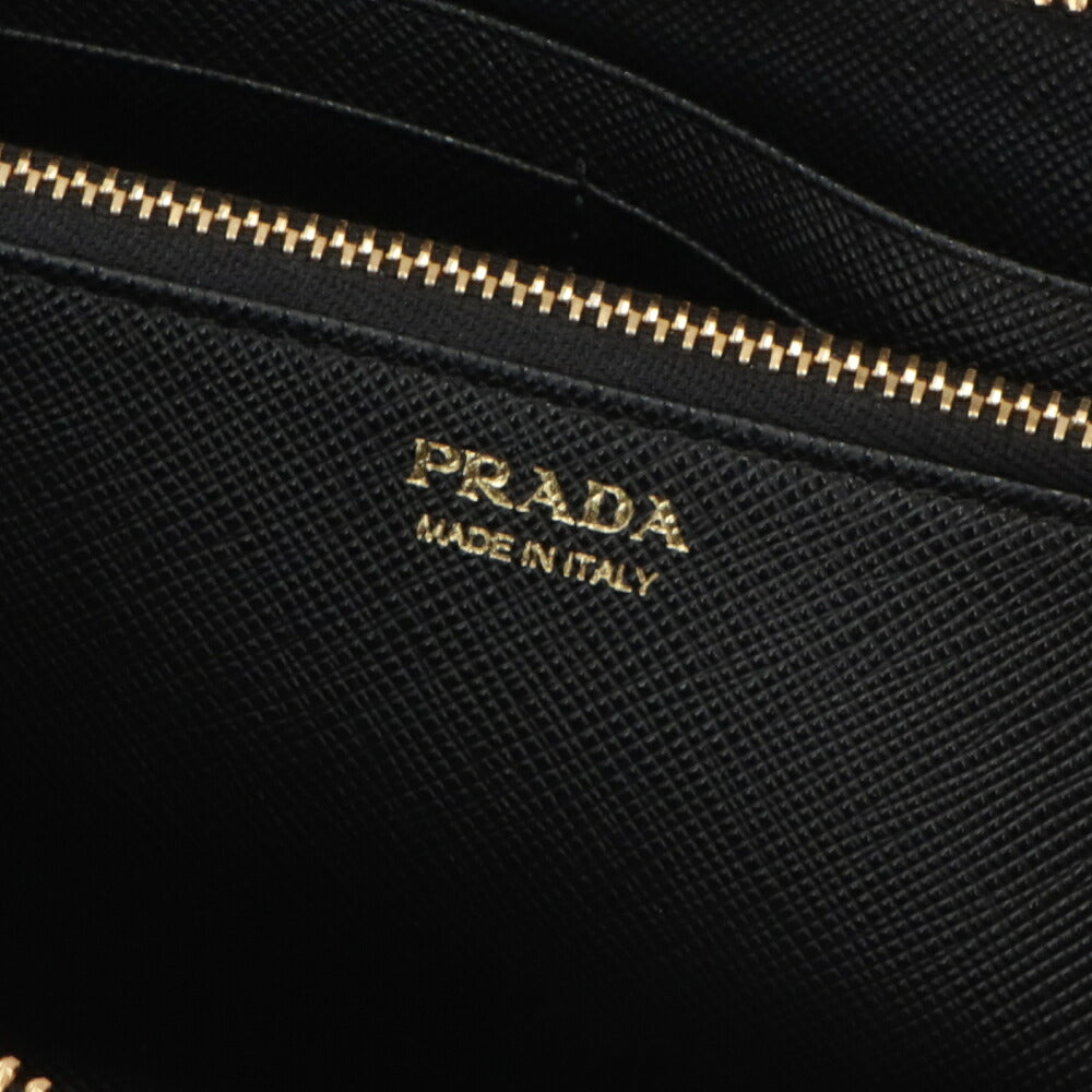 PRADA プラダ レディース 財布 長財布 ブラック 牛革 ラウンドジップ トライアングルロゴ ラウンドジップ 1ML506 QHH F0002