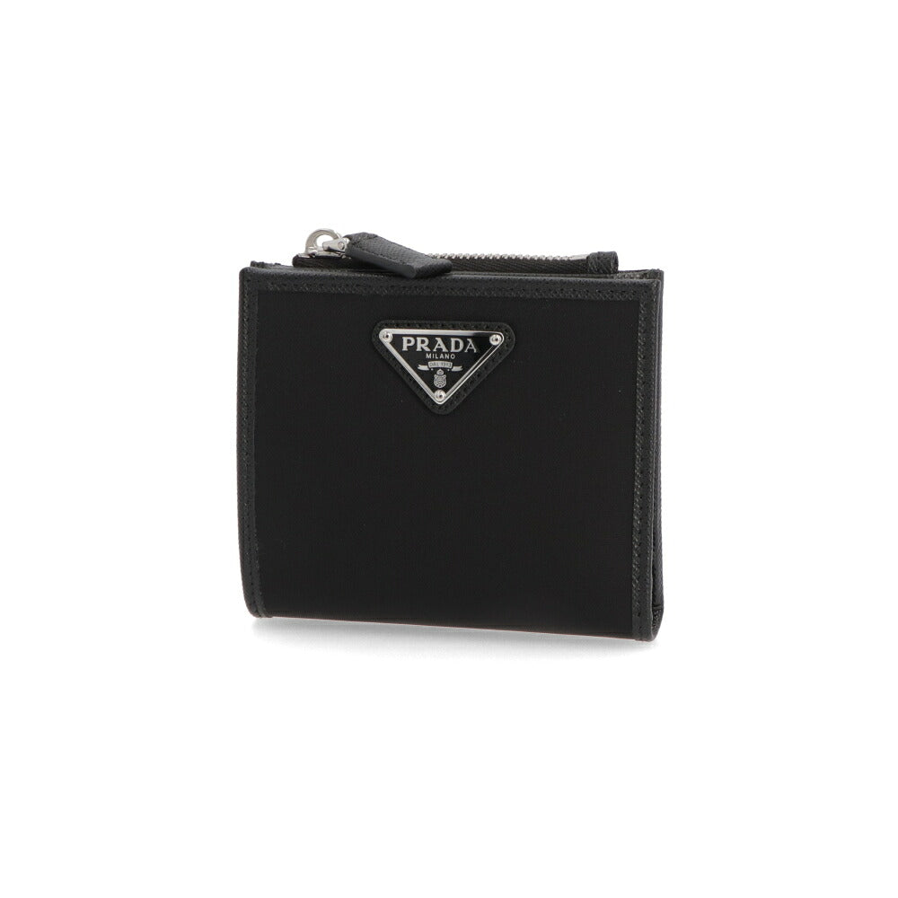PRADA プラダ レディース 財布 二つ折り財布 ブラック レザー ナイロン Re-Nylon リナイロン トライアングルロゴ 小銭入れ付き 2ML049 2DMH F0002