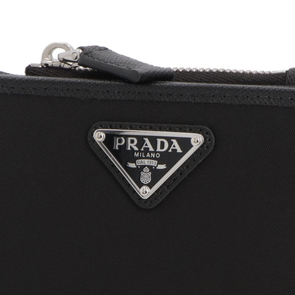 PRADA プラダ レディース 財布 二つ折り財布 ブラック レザー ナイロン Re-Nylon リナイロン トライアングルロゴ 小銭入れ付き 2ML049 2DMH F0002