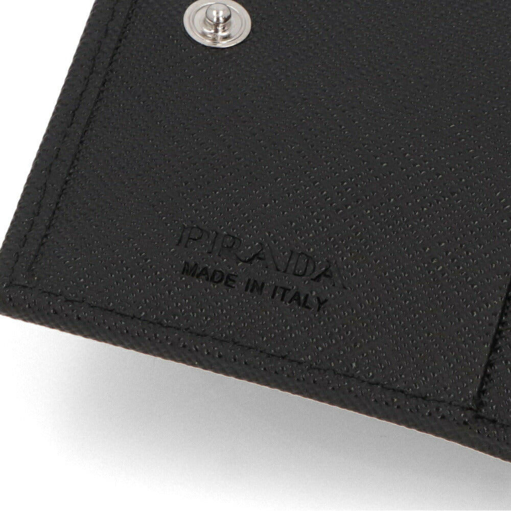 PRADA プラダ レディース 財布 二つ折り財布 ブラック レザー ナイロン Re-Nylon リナイロン トライアングルロゴ 小銭入れ付き 2ML049 2DMH F0002