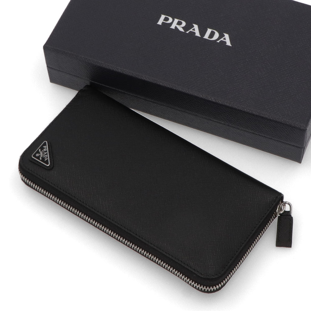 PRADA プラダ レディース 財布 長財布 ブラック レザー ラウンドファスナー ラウンドジップ 2ML317 QHH F0002