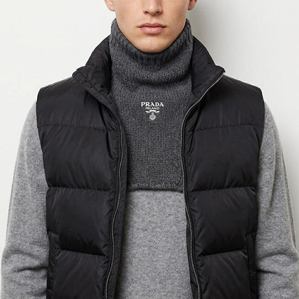 PRADA マフラー スレートグレー ネックウォーマー ロゴ UMS453 13J1