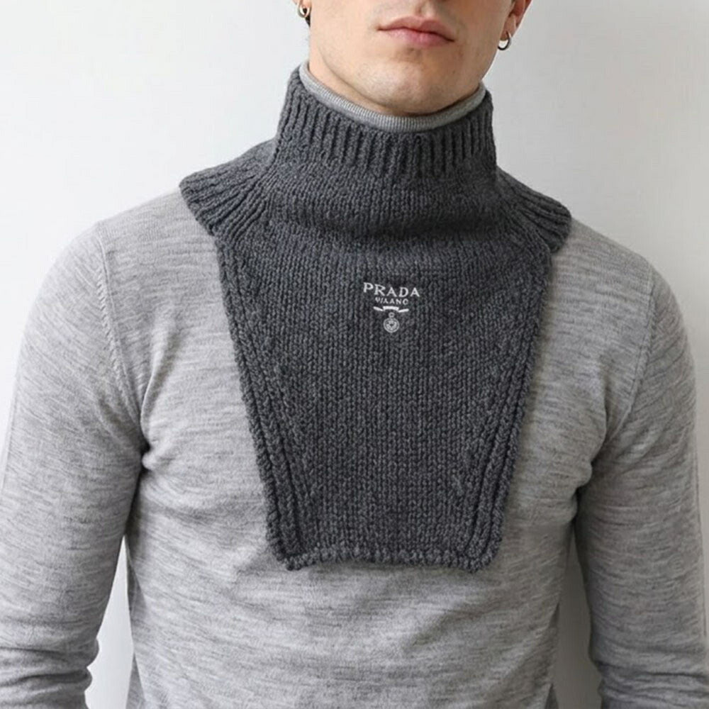 PRADA マフラー スレートグレー ネックウォーマー ロゴ UMS453 13J1