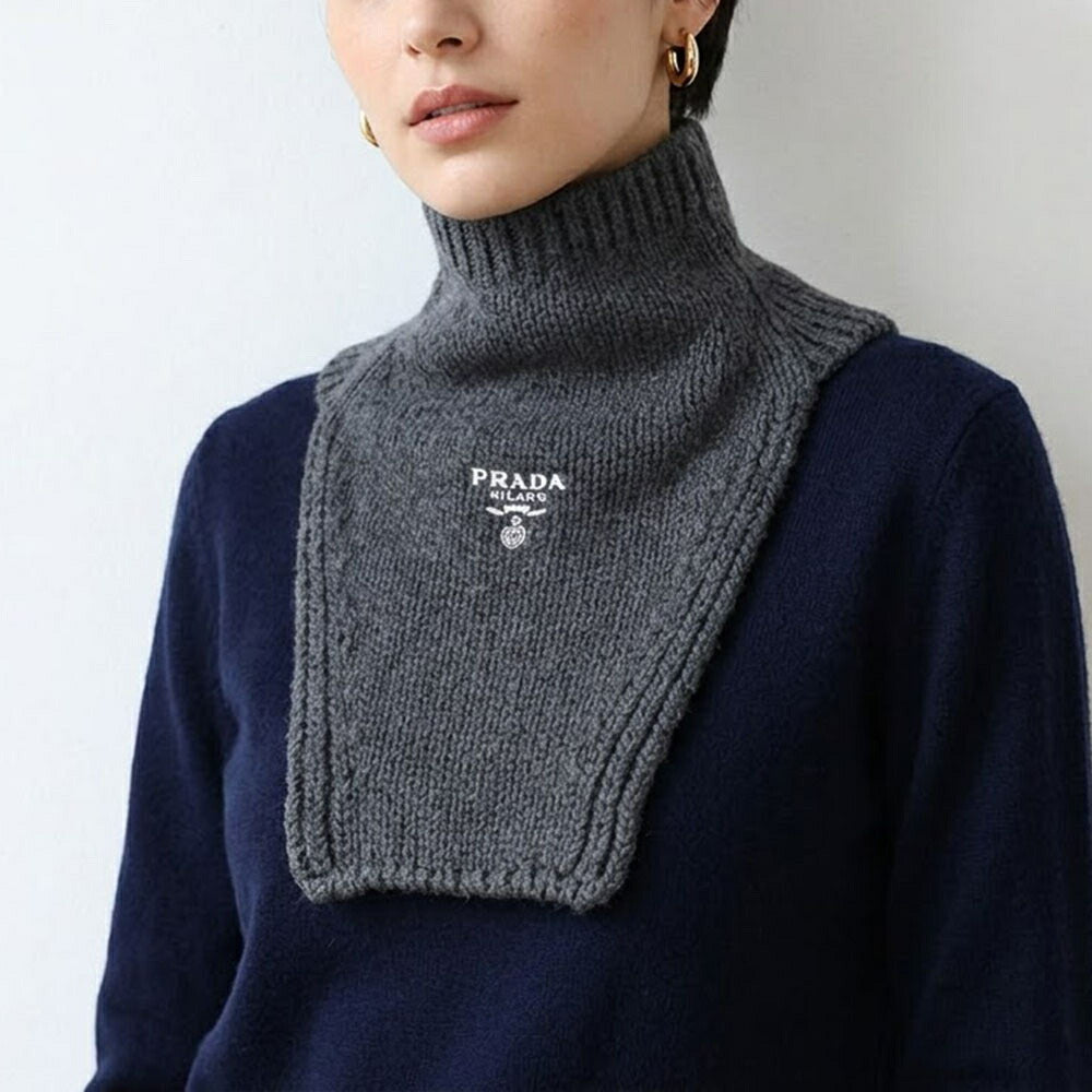 PRADA マフラー スレートグレー ネックウォーマー ロゴ UMS453 13J1