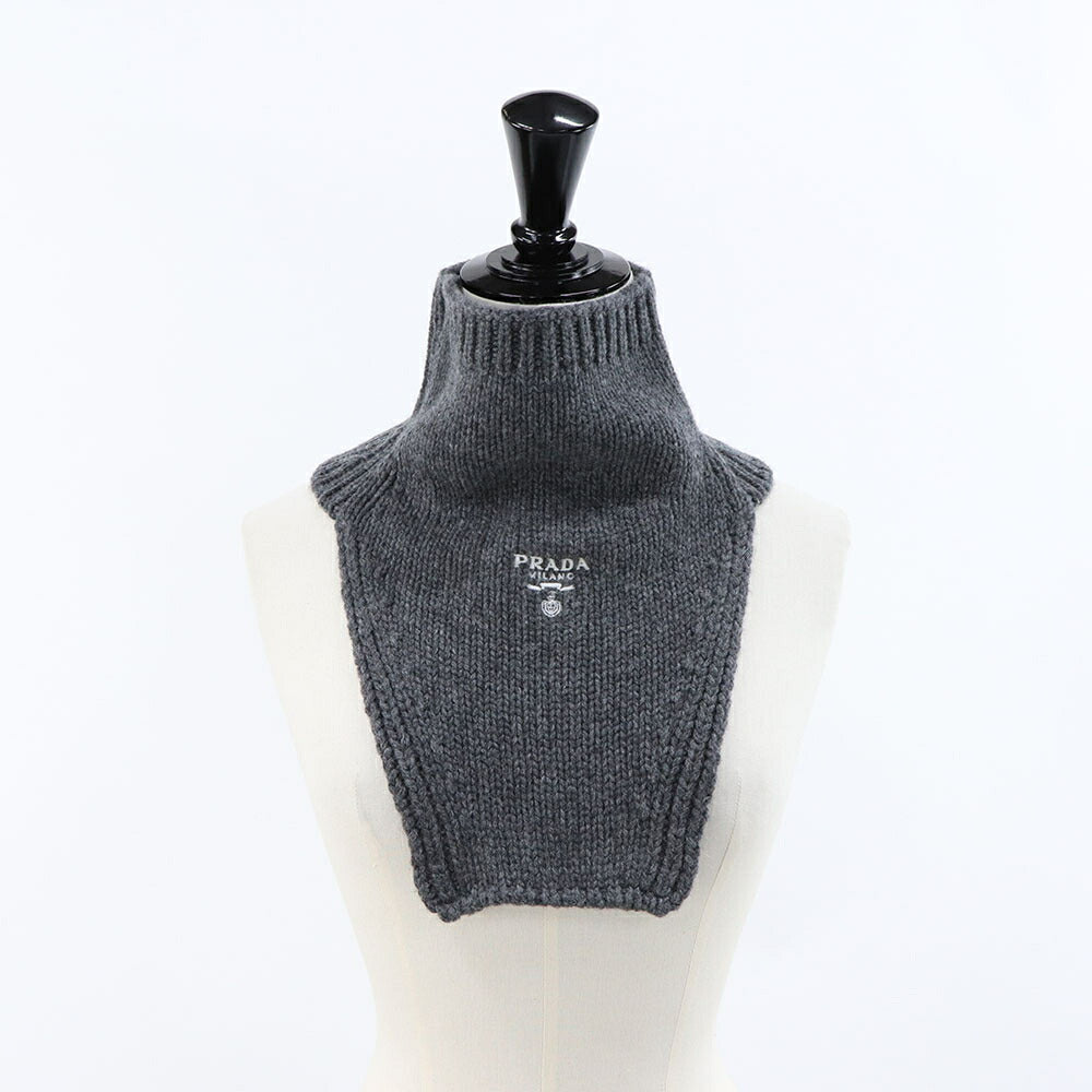 PRADA マフラー スレートグレー ネックウォーマー ロゴ UMS453 13J1