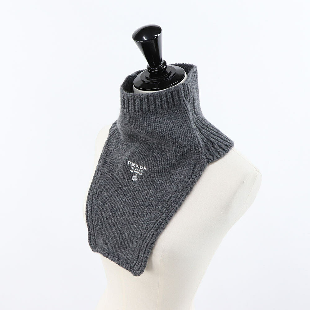 PRADA マフラー スレートグレー ネックウォーマー ロゴ UMS453 13J1