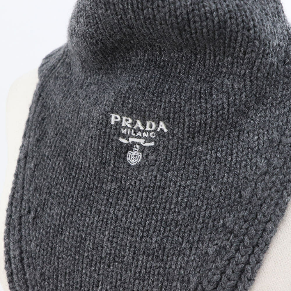 PRADA マフラー スレートグレー ネックウォーマー ロゴ UMS453 13J1