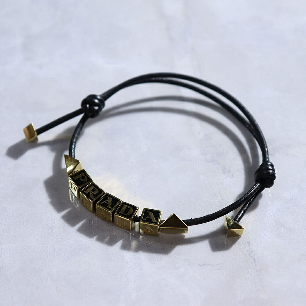 PRADA ブレスレット ブラック ホワイト ライトブルー ライトピンク ロゴ エナメルメタル 1IB522 038