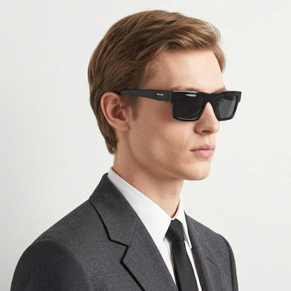 PRADA アイウェア サングラス ユニセックス シンボル サングラス ブラック アセテートサングラス トライアングルロゴ SPR19W E1AB
