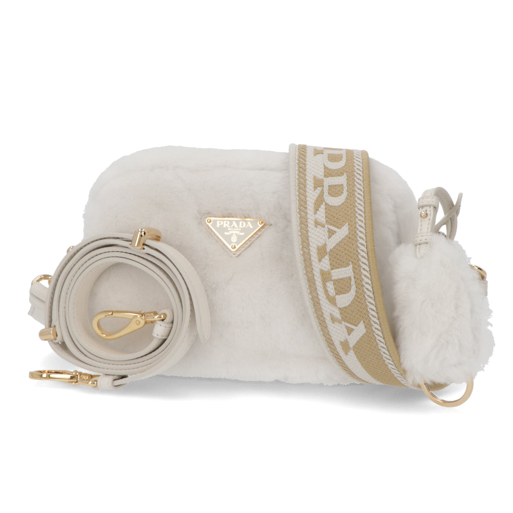 プラダ PRADA バッグ ショルダーバッグ レディース ホワイト レザー ロゴ 2Way ポーチ ゴールド金具