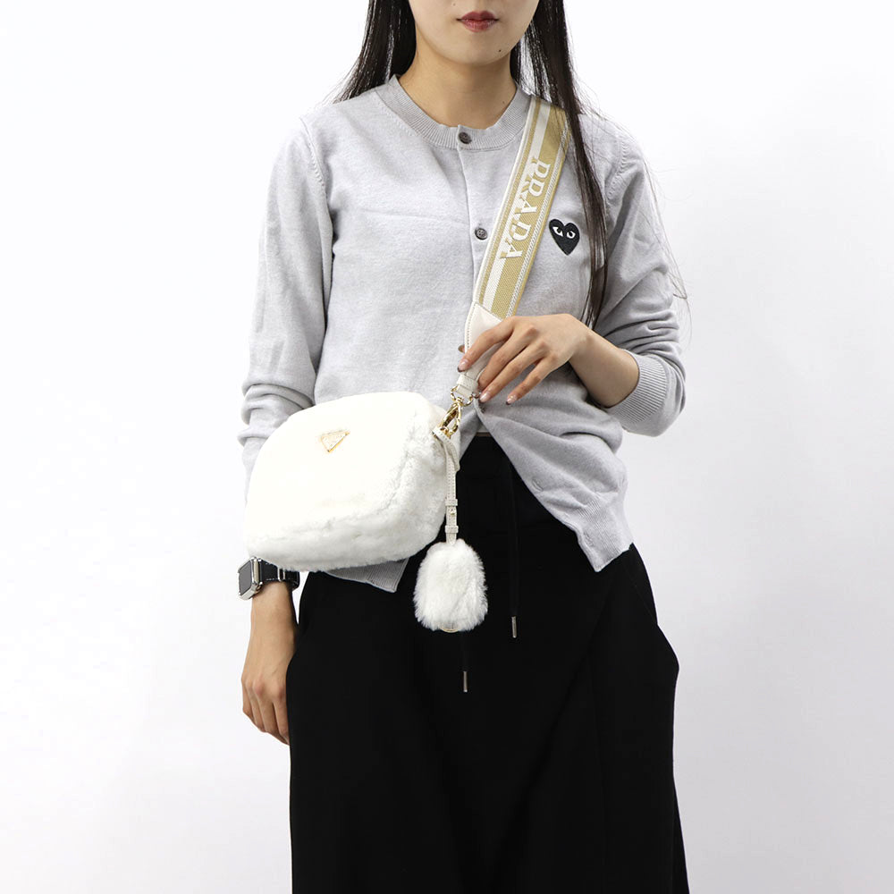 プラダ PRADA バッグ ショルダーバッグ レディース ホワイト レザー ロゴ 2Way ポーチ ゴールド金具