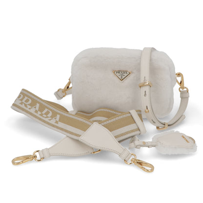プラダ PRADA バッグ ショルダーバッグ レディース ホワイト レザー ロゴ 2Way ポーチ ゴールド金具