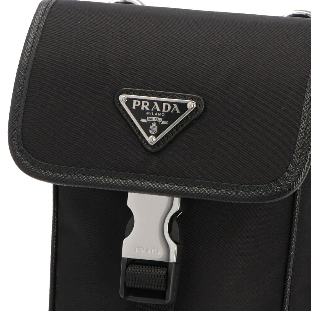 PRADA プラダ ユニセックス バッグ ショルダーバッグ ブラック リサイクルポリアミド スマートフォンバッグ リナイロン サフィアーノ トライアングルロゴ 2ZH109 2DMH F0002