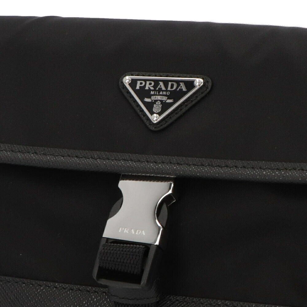 PRADA プラダ ユニセックス バッグ ボディバッグ ブラック ReNylon レザー スマホホルダー ミニバッグ 2ZH108 2DMH F0002
