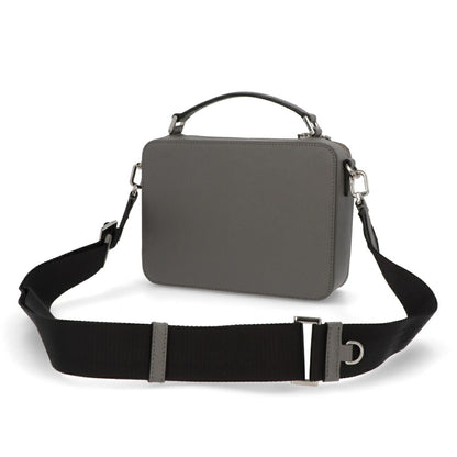 PRADA ショルダーバッグ グレー レザー ロゴ サフィアーノ