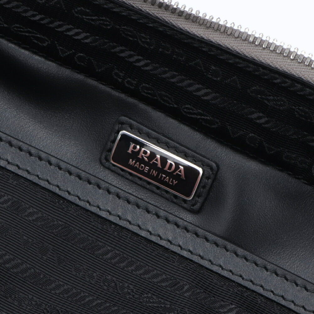 PRADA ショルダーバッグ グレー レザー ロゴ サフィアーノ