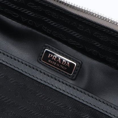 PRADA ショルダーバッグ グレー レザー ロゴ サフィアーノ
