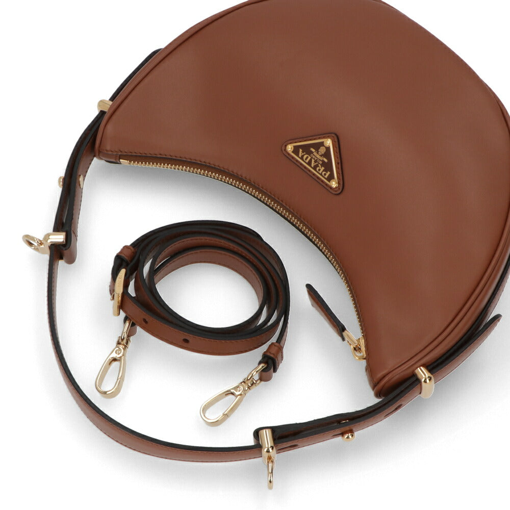 PRADA ショルダーバッグ レザー 三日月バッグ ロゴ