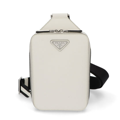 PRADA ショルダーバッグ ホワイト レザー トライアングルロゴ