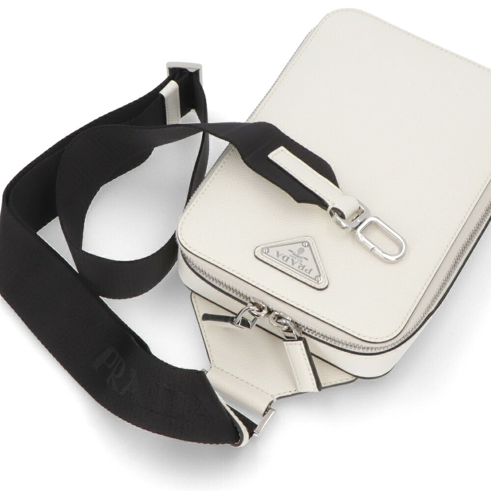 PRADA ショルダーバッグ ホワイト レザー トライアングルロゴ