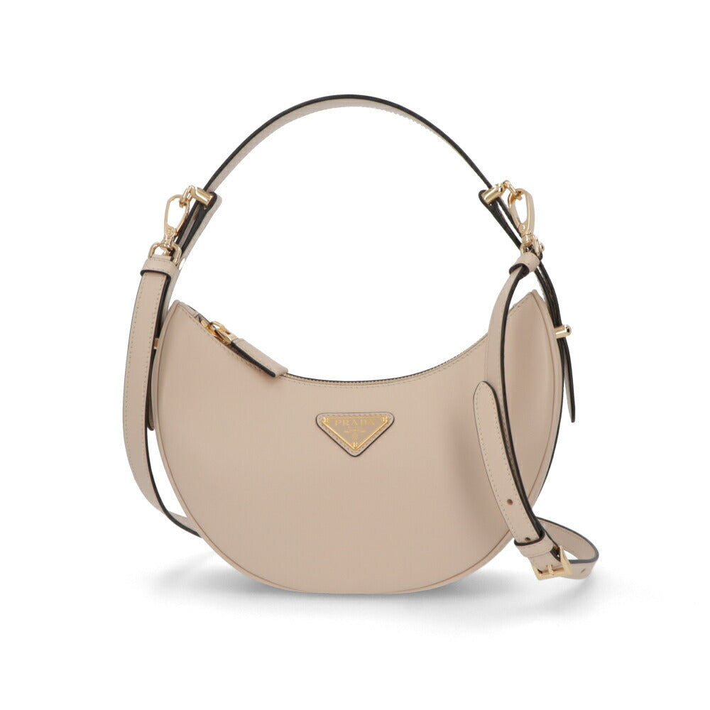 PRADA ショルダーバッグ ベージュ ブラウン トライアングルロゴ ハンドルバッグ ホーボーバッグ 1BC194 ASK